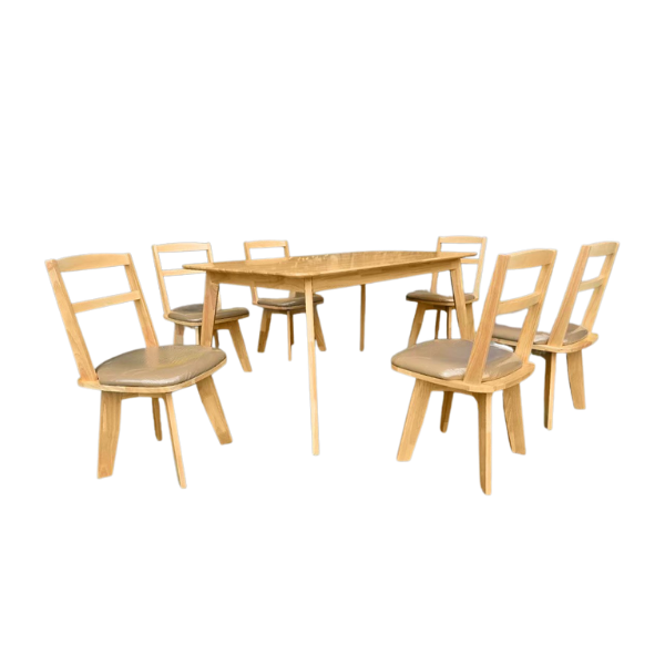 ชุดโต๊ะอาหารไม้ 6 ที่นั่ง WISDOM DESIGN FURNITURE รุ่น HIWAY 150 ซม. สีธรรมชาติ_1