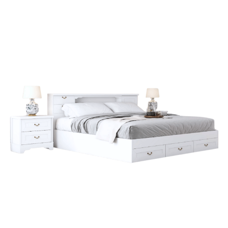 ชุดห้องนอน + ที่นอนสปริง 3.5 ฟุต WISDOM DESIGN FURNITURE รุ่น JASMINE สีขาว_2