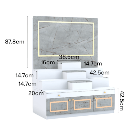 โต๊ะหมู่บูชา WISDOM DESIGN FURNITURE รุ่น GO-01 ขนาด 120 ซม. สีขาว/ไลท์มาร์เบิ้ล_2