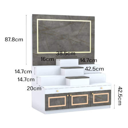 โต๊ะหมู่บูชา WISDOM DESIGN FURNITURE รุ่น GO-01 ขนาด 120 ซม. สีขาว/บราวน์มาร์เบิ้ล_2