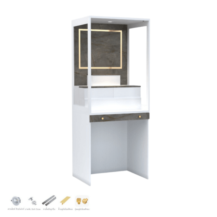 ตู้พระ WISDOM DESIGN FURNITURE รุ่น GO-03A ขนาด 80 ซม. สีขาว/บราวน์มาร์เบิ้ล_2