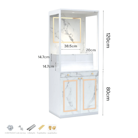 ตู้พระ WISDOM DESIGN FURNITURE รุ่น GO-03B ขนาด 80 ซม. สีขาว/มาร์เบิ้ล_2