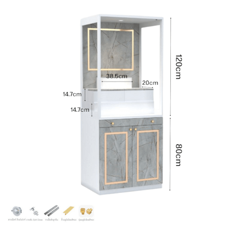 ตู้พระ WISDOM DESIGN FURNITURE รุ่น GO-03B ขนาด 80 ซม. สีขาว/ไลท์มาร์เบิ้ล_2