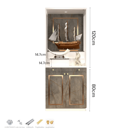 ตู้พระ WISDOM DESIGN FURNITURE รุ่น GO-03B ขนาด 80 ซม. สีขาว/บราวน์มาร์เบิ้ล_2