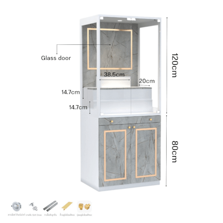 ตู้พระ WISDOM DESIGN FURNITURE รุ่น GO-03C ขนาด 80 ซม. สีขาว/ไลท์มาร์เบิ้ล_2