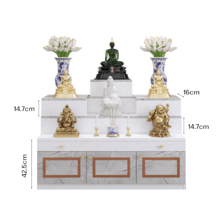 โต๊ะหมู่บูชา WISDOM DESIGN FURNITURE รุ่น GO-04 ขนาด 120 ซม. สีขาว/ไลท์มาร์เบิ้ล_2