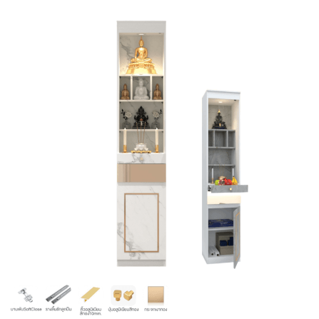 ตู้พระ WISDOM DESIGN FURNITURE รุ่น GO-05 ขนาด 40 ซม. สีขาว/มาร์เบิ้ล/โกลด์_2