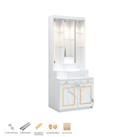 ตู้พระ WISDOM DESIGN FURNITURE รุ่น GO-06 ขนาด 80 ซม. สีขาว/มาร์เบิ้ล/โกลด์_2