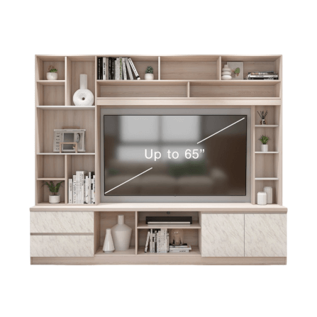 ตู้วางทีวี WISDOM DESIGN FURNITURE รุ่น HT-243A 240 ซม. สีโซลิค/ขาว/ไวท์มาร์เบิ้ล_2