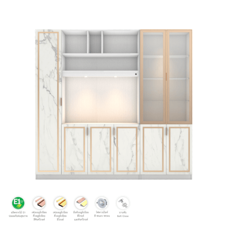 ตู้วางทีวี WISDOM DESIGN FURNITURE รุ่น GW-240 240 ซม. สีขาว/มาร์เบิ้ล/โกลด์_2