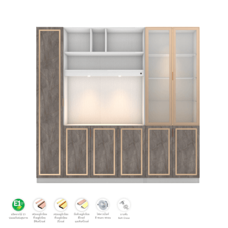 ตู้วางทีวี WISDOM DESIGN FURNITURE รุ่น GW-240 240 ซม. สีขาว/บราวน์มาร์เบิ้ล/โกลด์_2