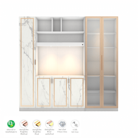ตู้วางทีวี WISDOM DESIGN FURNITURE รุ่น GW-242 240 ซม. สีขาว/มาร์เบิ้ล/โกลด์_2