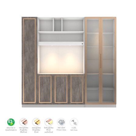 ตู้วางทีวี WISDOM DESIGN FURNITURE รุ่น GW-242 240 ซม. สีขาว/บราวน์มาร์เบิ้ล/โกลด์_2