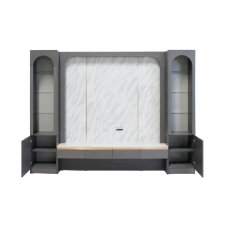 ตู้วางทีวี WISDOM DESIGN FURNITURE รุ่น NORA 300 ซม. สียีนส์กราไฟท์/ไวท์มาร์เบิ้ล_2