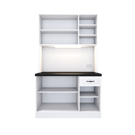 ครัวไม้สำเร็จ ตู้ตั้งพื้นท็อปเรียบ WISDOM DESIGN FURNITURE KT-121B 120 ซม. สีขาว/ดำ_2
