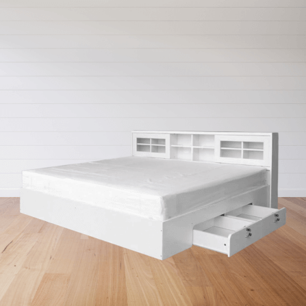 เตียง + ที่นอนสปริง 5 ฟุต WISDOM DESIGN FURNITURE รุ่น DESIGN-D สีขาว_2