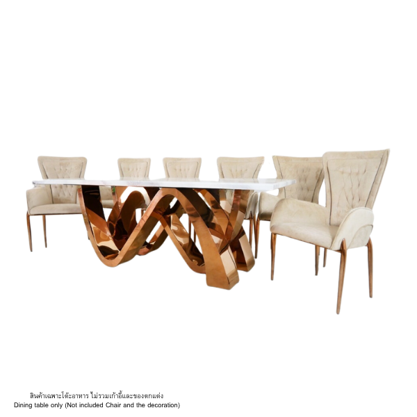 โต๊ะอาหารหินอ่อน WISDOM DESIGN FURNITURE รุ่น JOSEP 200 ซม. สีมาร์เบิ้ล/โรสโกลด์_2