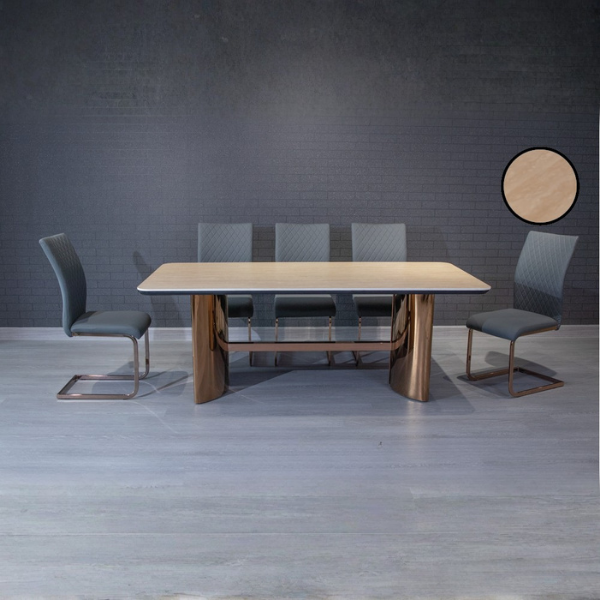ชุดโต๊ะอาหารหินอ่อน 6 ที่นั่ง WISDOM DESIGN FURNITURE รุ่นวินสตาร์ 240 ซม. สีดำ_2