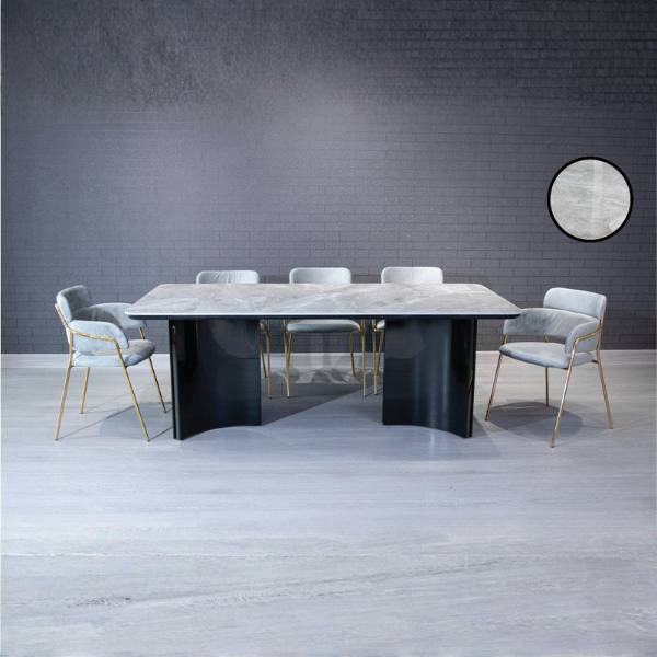 ชุดโต๊ะอาหารหินอ่อน 6 ที่นั่ง WISDOM DESIGN FURNITURE รุ่นโนเวล 200 ซม. สีขาว_2