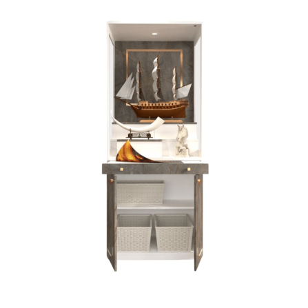 ตู้พระ WISDOM DESIGN FURNITURE รุ่น GO-03B ขนาด 80 ซม. สีขาว/บราวน์มาร์เบิ้ล_3