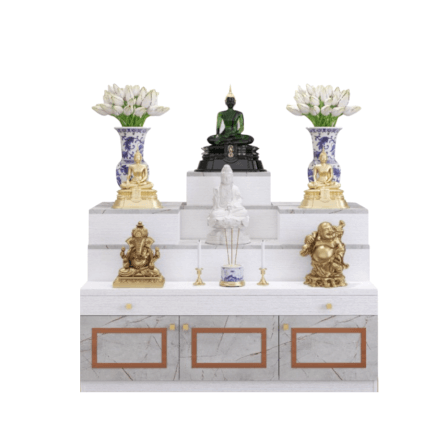 โต๊ะหมู่บูชา WISDOM DESIGN FURNITURE รุ่น GO-04 ขนาด 120 ซม. สีขาว/ไลท์มาร์เบิ้ล_3