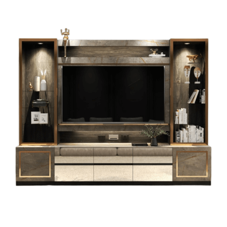 ตู้วางทีวี WISDOM DESIGN FURNITURE รุ่น GT-301 300 ซม. สีขาว/บราวน์มาร์เบิ้ล/โกลด์_3