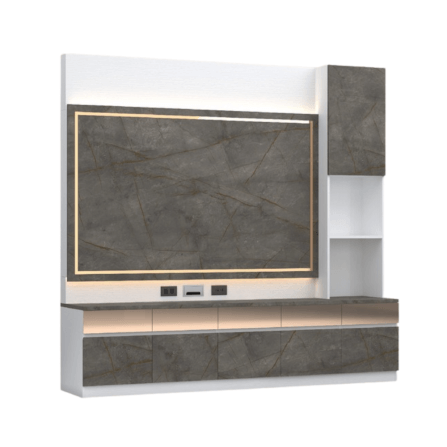 ตู้วางทีวี WISDOM DESIGN FURNITURE รุ่น GH-241 240 ซม. สีขาว/บราวน์มาร์เบิ้ล/โกลด์_3