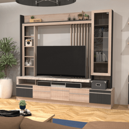 ตู้วางทีวี WISDOM DESIGN FURNITURE รุ่น HT-2401 240 ซม. สีโซลิค/กราไฟท์/ไวท์มาร์เบิ้ล_2