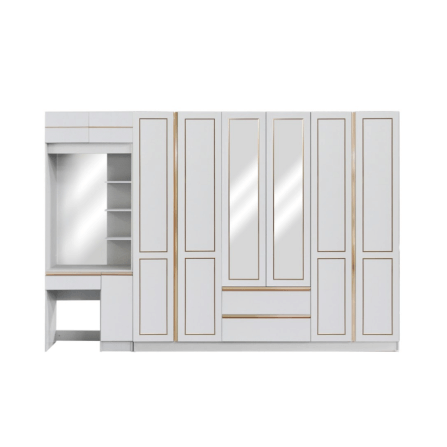 ชุดห้องนอน + ที่นอนสปริง 6 ฟุต WISDOM DESIGN FURNITURE รุ่น BRAELYN 6 (กระจก) สีไลท์ยีนส์/ขาว_3