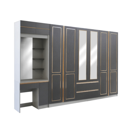 ชุดห้องนอน + ที่นอน PVC 6 ฟุต WISDOM DESIGN FURNITURE รุ่น BRAELYN 6 (กระจก) สียีนส์/กราไฟท์_3