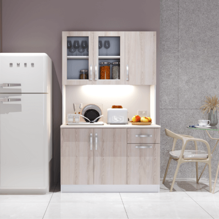 ครัวไม้สำเร็จ ตู้ตั้งพื้นท็อปเรียบ WISDOM DESIGN FURNITURE KT-121A 120 ซม. สีขาว/โซลิค_3