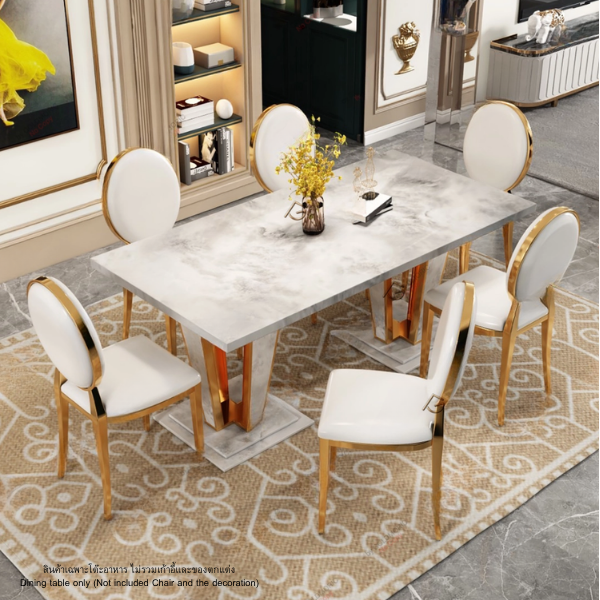 โต๊ะอาหารหินอ่อน WISDOM DESIGN FURNITURE รุ่น JOLIE 200 ซม. สีมาร์เบิ้ล/ทอง_3