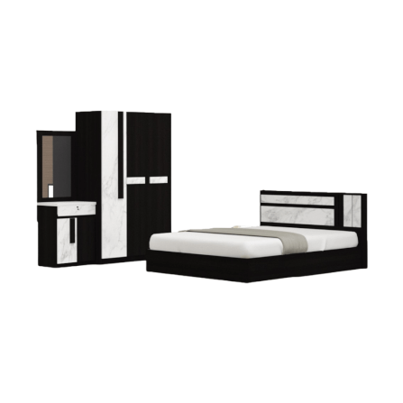 ชุดห้องนอน 6 ฟุต WISDOM DESIGN FURNITURE รุ่น SWAN สี โอ๊ค/หินอ่อน_5