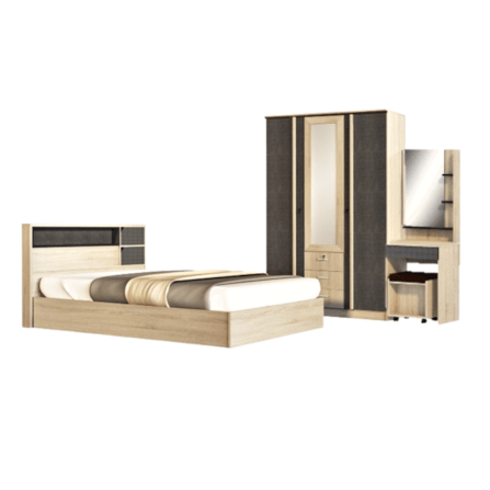 ชุดห้องนอน + ที่นอน 5 ฟุต WISDOM DESIGN FURNITURE รุ่น BENNER สี โซลิค/กราไฟท์_6