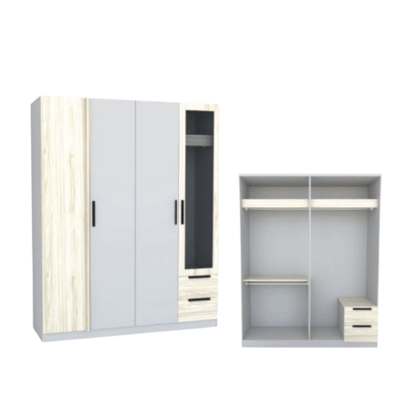 ชุดห้องนอน 6 ฟุต WISDOM DESIGN FURNITURE รุ่น VIDA1 สีไวท์โอ๊ค/เทา_6