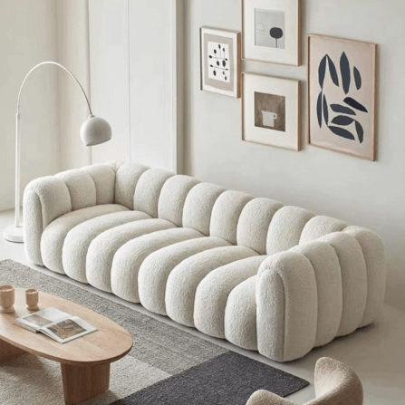 โซฟา 3 ที่นั่ง WISDOM DESIGN FURNITURE รุ่น LISA 220 ซม. ผ้าขนแกะ สีขาว_6