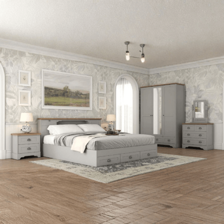 ชุดห้องนอน + ที่นอนสปริง 5 ฟุต WISDOM DESIGN FURNITURE รุ่น JASMINE สีเทา/โซลิค_7