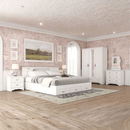 ชุดห้องนอน + ที่นอนสปริง 6 ฟุต WISDOM DESIGN FURNITURE รุ่น JASMINE สีขาว_7