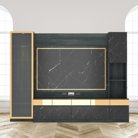 ตู้วางทีวี WISDOM DESIGN FURNITURE รุ่น GT-302 300 ซม. สีแอชเกรย์/ดาร์มาร์เบิ้ล/โกลด์_4