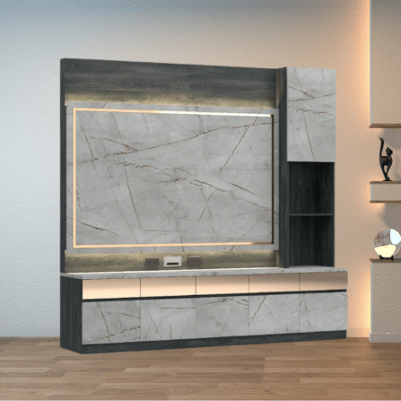 ตู้วางทีวี WISDOM DESIGN FURNITURE รุ่น GH-241 240 ซม. สีแอชเกรย์/ไลท์มาร์เบิ้ล/โกลด์_4