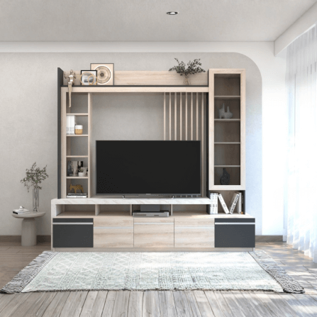 ตู้วางทีวี WISDOM DESIGN FURNITURE รุ่น HT-2401 240 ซม. สีโซลิค/กราไฟท์/ไวท์มาร์เบิ้ล_4