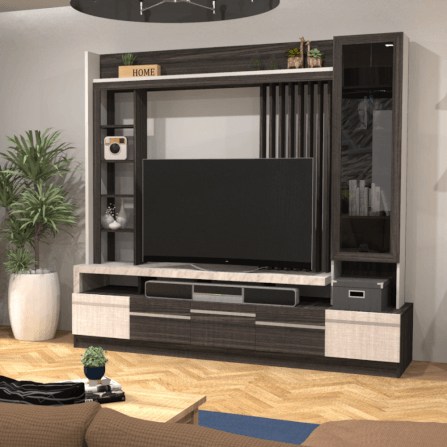 ตู้วางทีวี WISDOM DESIGN FURNITURE รุ่น HT-2401 240 ซม. สีไวท์เวงเก้/แฟบริค/ไวท์มาร์เบิ้ล_4