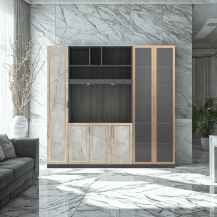 ตู้วางทีวี WISDOM DESIGN FURNITURE รุ่น GW-242 240 ซม. สีแอชเกรย์/ไลท์มาร์เบิ้ล/โกลด์_4