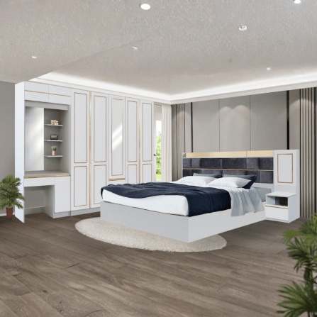 ชุดห้องนอน + ที่นอนสปริง 6 ฟุต WISDOM DESIGN FURNITURE รุ่น BRAELYN 5 (กระจก) สีไลท์ยีนส์/ขาว_7