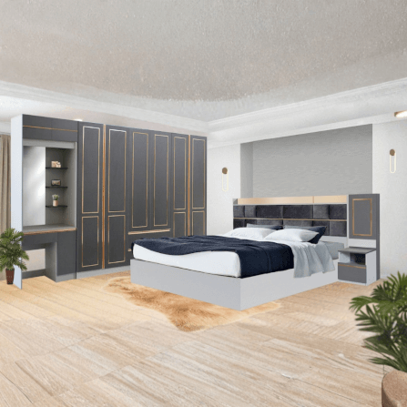 ชุดห้องนอน 6 ฟุต WISDOM DESIGN FURNITURE รุ่น BRAELYN 6 สียีนส์/กราไฟท์_6