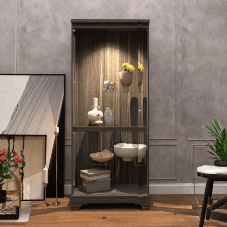 ตู้โชว์กระจก WISDOM DESIGN FURNITURE รุ่น CB-012 80 ซม. สีไลท์เวงเก้_4