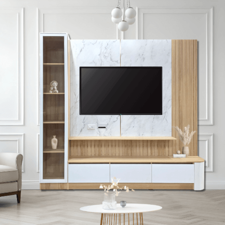 ตู้วางทีวี WISDOM DESIGN FURNITURE รุ่น CARINA 240 ซม. สีมาร์เบิ้ล/ขาว_4