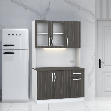ครัวไม้สำเร็จ ตู้ตั้งพื้นท็อปเรียบ WISDOM DESIGN FURNITURE KT-121A 120 ซม. สีขาว/ไลท์เวงเก้_4