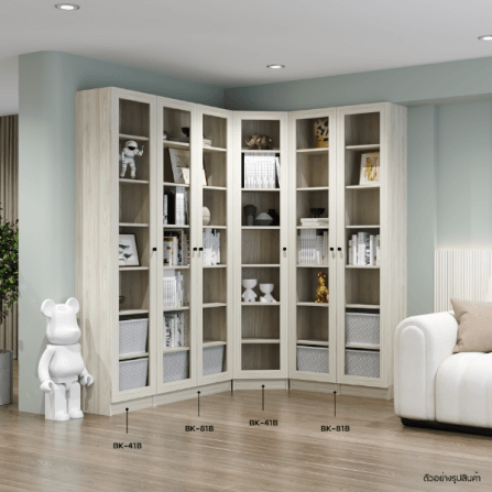 ตู้หนังสือ WISDOM DESIGN FURNITURE รุ่น BK-41B 40 ซม. สีไวท์โอ๊ค_3