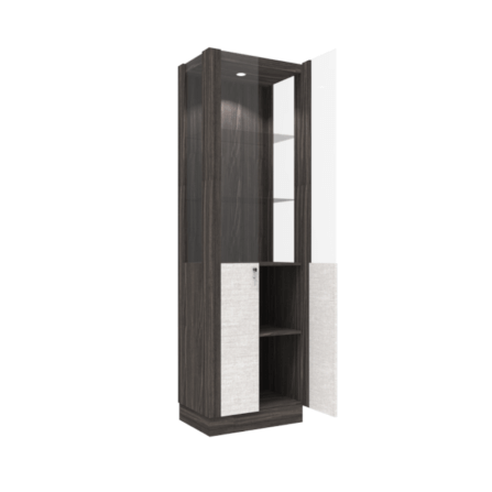 ตู้โชว์กระจก WISDOM DESIGN FURNITURE รุ่น CB-001 60 ซม. สีไลท์เวงเก้/แฟบริค_5